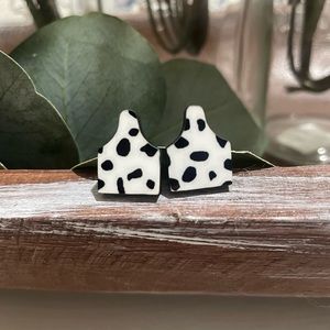 Cow print cow tag earrings